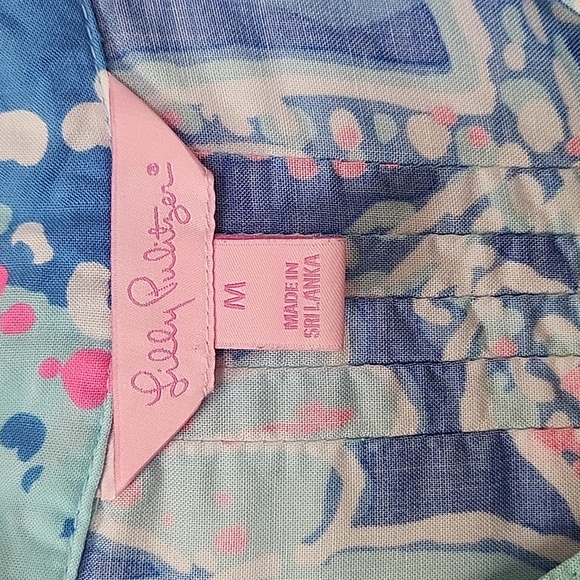 Lilly Pulitzer Preppy Dylan Tunic multi palm beach pop over blouse Size Medium - Picture 5 of 16